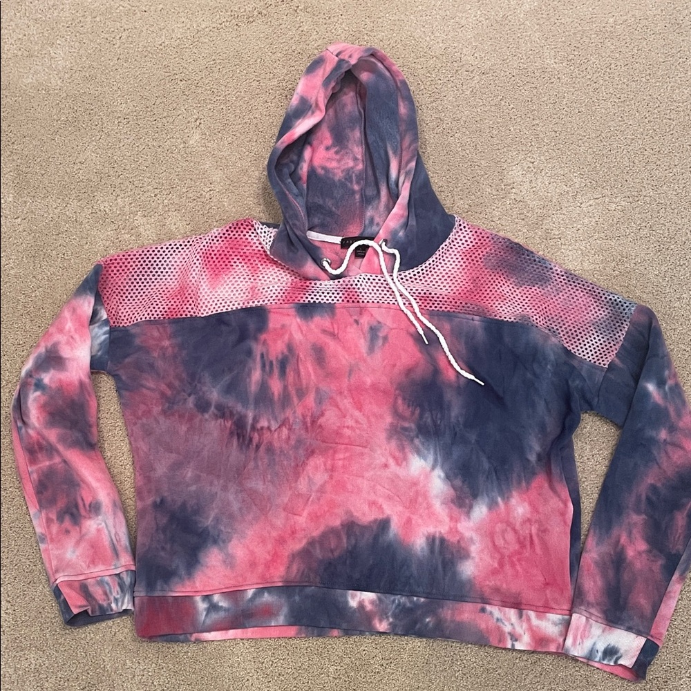 Faded Rose pink purple tie dyed hoodie, size Large